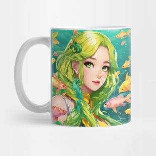 anime girl with fish aquatic world deep sea Mug